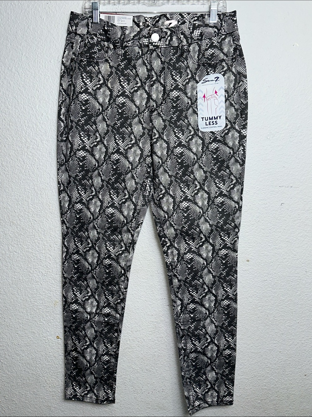 NEW Seven 7 Tummyless Jeans Slimming Skinny Leg Gray Snake High Rise Size 14